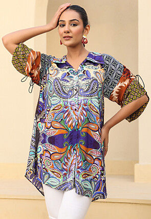 Digital Printed Crepe Top in Multicolor