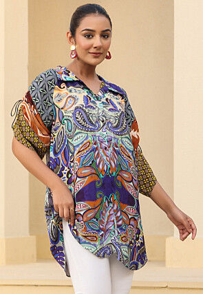 Digital Printed Crepe Top in Multicolor