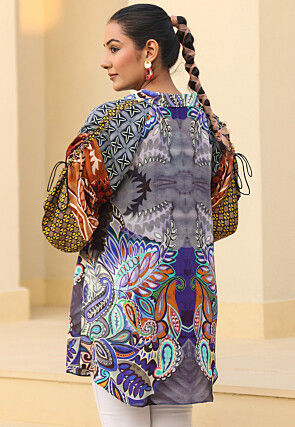 Digital Printed Crepe Top in Multicolor