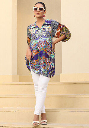 Digital Printed Crepe Top in Multicolor