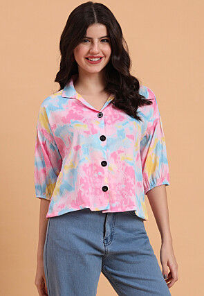 Digital Printed Crepe Top in Multicolor