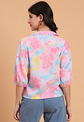 Digital Printed Crepe Top in Multicolor