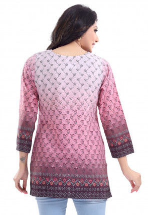 Digital Printed Crepe Top in Pink