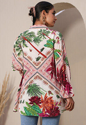 Digital Printed Crepe Top in White