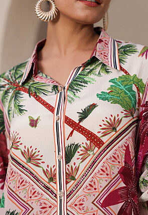 Digital Printed Crepe Top in White