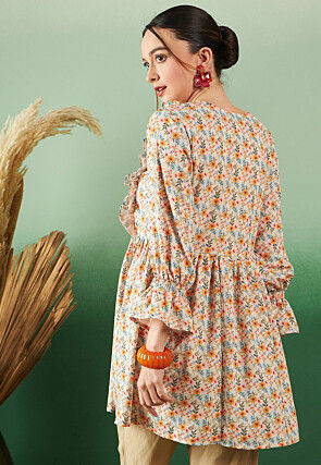 Digital Printed Crepe Tunic in Cream