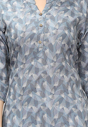 Digital Printed Crepe Tunic in Grey