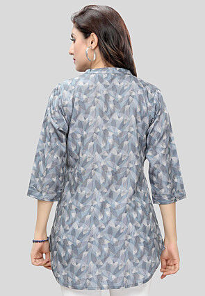 Digital Printed Crepe Tunic in Grey