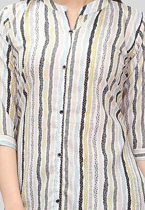 Digital Printed Crepe Tunic in White