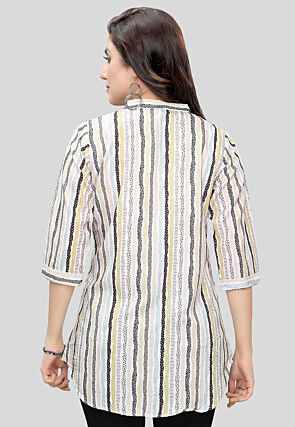 Digital Printed Crepe Tunic in White
