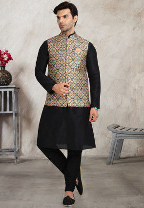 Jacket for black best sale kurta pajama