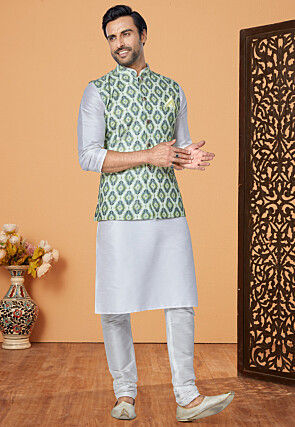 Pine Green Kurta Set with Banarasi Jacquard Jacket | Jackets, Jacquard  jacket, Pyjamas online