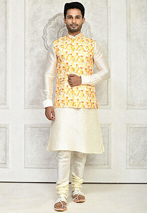 Buy Bohame Mustard Kurta and Off White Pants Set Online @ Tata CLiQ Luxury