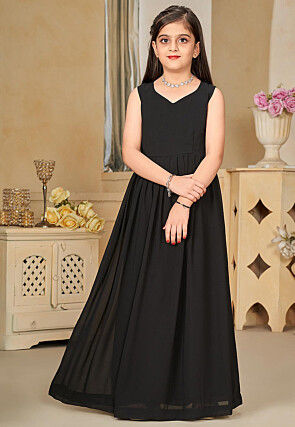 Digital Printed Georgette Gown in Black