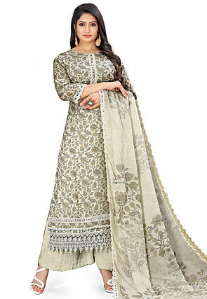 Digital Printed Georgette Pakistani Suit in Beige