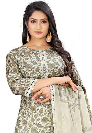 Digital Printed Georgette Pakistani Suit in Beige