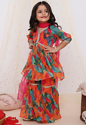 Digital Printed Georgette Pakistani Suit in Multicolor