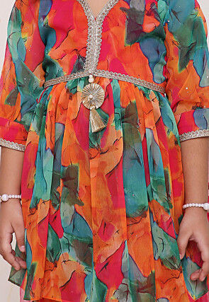 Digital Printed Georgette Pakistani Suit in Multicolor