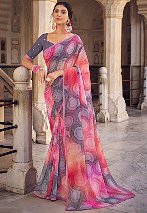 NIVAAR Women's Pure Cotton Mulmul Geometric Printed Saree with Unstitched  Blouse Piece, Triangle Multi