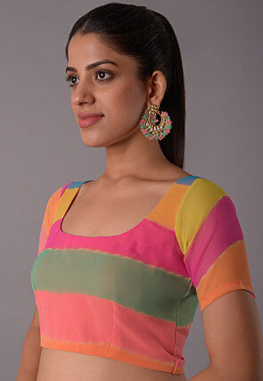 Digital Printed Georgette Blouse in Multicolor