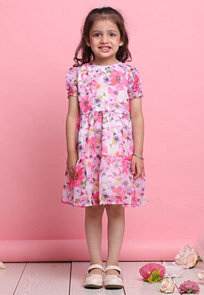 Digital Printed Georgette Dress in Multicolor