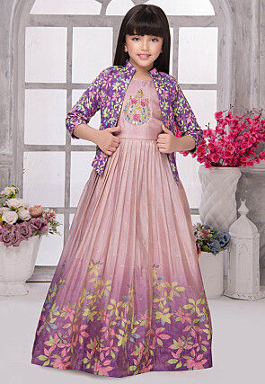 Digital Printed Georgette Gown in Light Purple