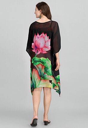 Digital Printed Georgette Kaftan in Black