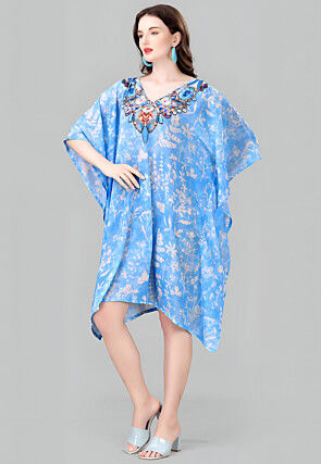 Digital Printed Georgette Kaftan in Blue