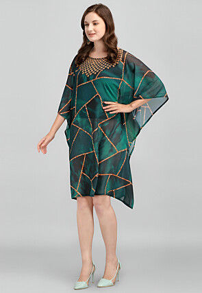 Digital Printed Georgette Kaftan in Green