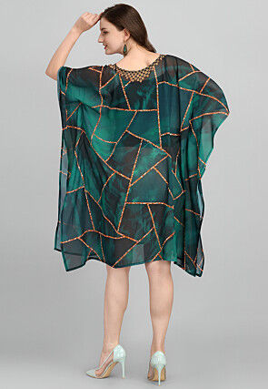 Digital Printed Georgette Kaftan in Green
