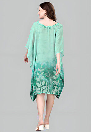 Digital Printed Georgette Kaftan in Green