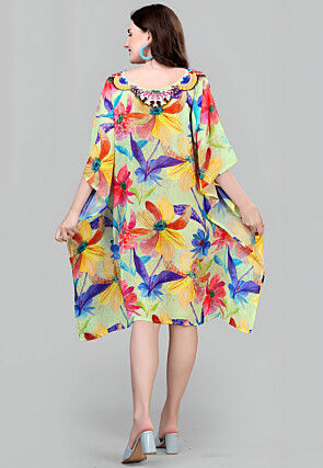 Digital Printed Georgette Kaftan in Light Green