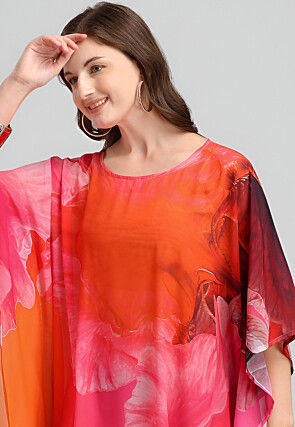 Digital Printed Georgette Kaftan in Multicolor
