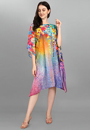 Digital Printed Georgette Kaftan in Multicolor