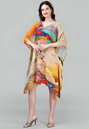 Digital Printed Georgette Kaftan in Multicolor