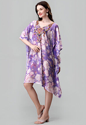 Digital Printed Georgette Kaftan in Purple