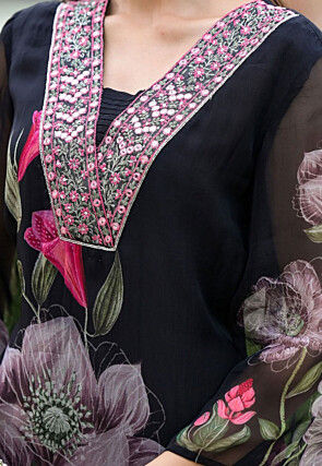 Digital Printed Georgette Pakistani suit in Black