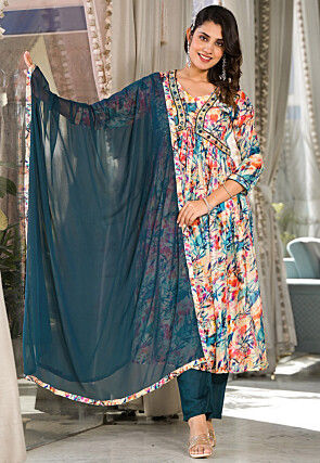 Digital Printed Georgette Pakistani Suit in Multicolor