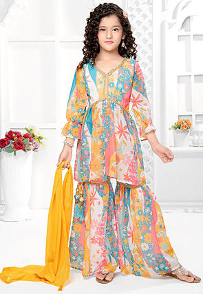 Digital Printed Georgette Pakistani Suit in Multicolor