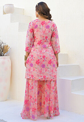 Digital Printed Georgette Pakistani Suit in Pink