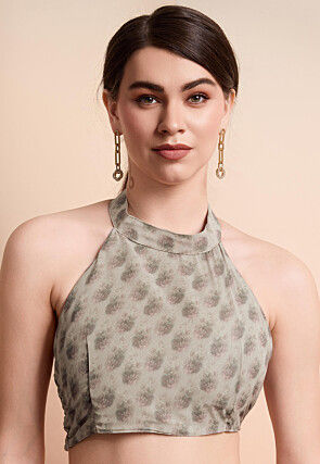 Digital Printed Georgette Saree in Fawn