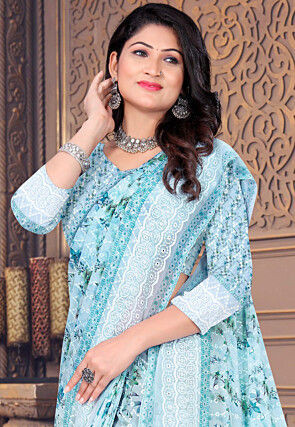 Light Blue Georgette Saree