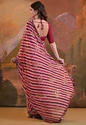 Digital Printed Georgette Saree in Maroon