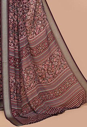 Digital Printed Georgette Saree in Maroon