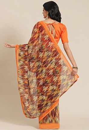 Digital Printed Georgette Saree in Multicolor