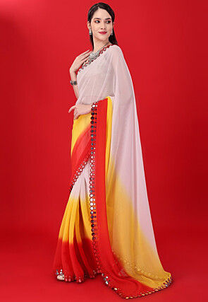 Digital Printed Georgette Saree in Multicolor