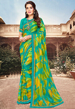 Digital Printed Chiffon Saree in Multicolor : SSF21781