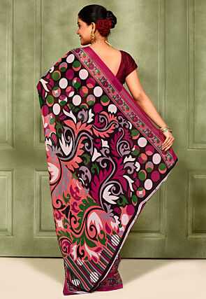 Digital Printed Georgette Saree in Multicolor