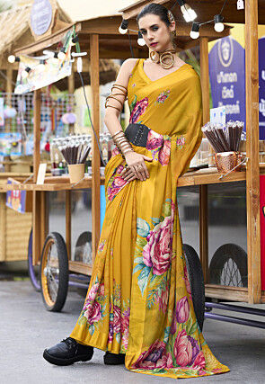 Light yellow casual wear georgette saree store