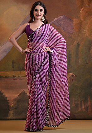 Digital Printed Georgette Saree in Wine